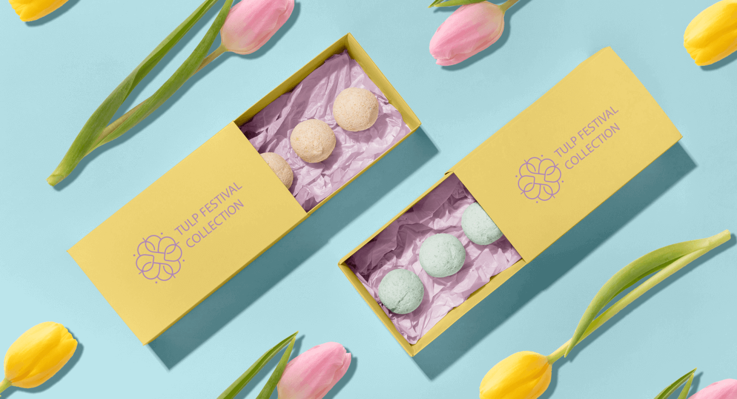 Boxes Of Bathbombs With Tulips
