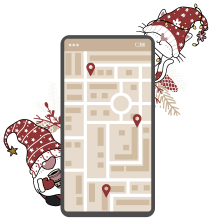 Map On Phone With Gnomes Illustration