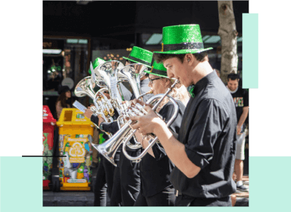 Trumpet Band On St Patricks Day Parade Photo